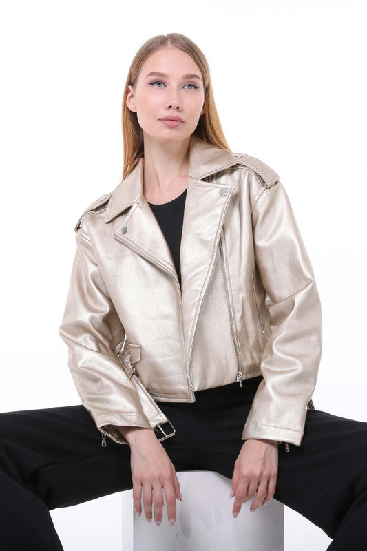 BF Moda Fashion® Luxuriöse Damen-Jeansjacke in Metallic-Gold – schimmert mit Stil