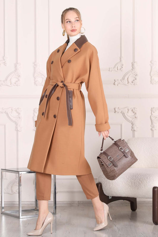 Women Coat with Leather Details | BF Moda Fashion®