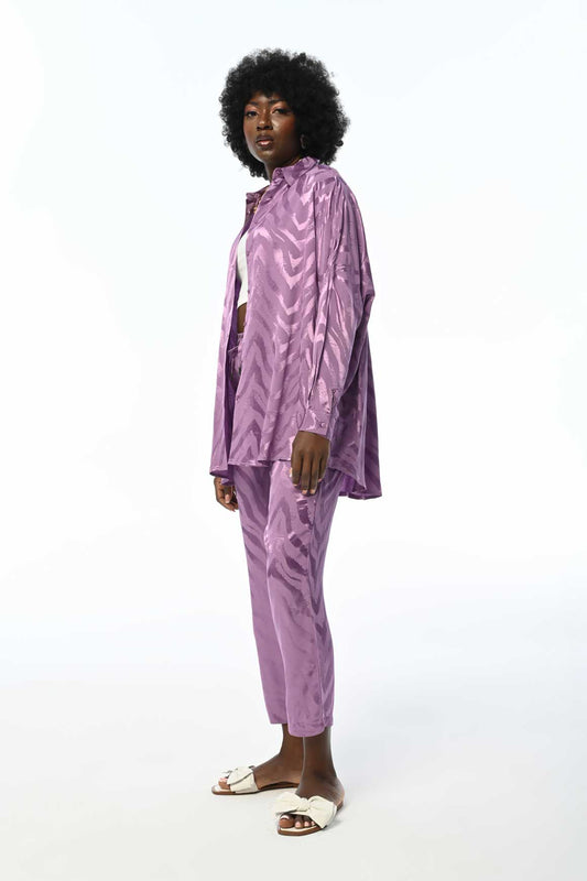 Luksus skjorte med lilla mønstre til kvinder | BF Moda Fashion®