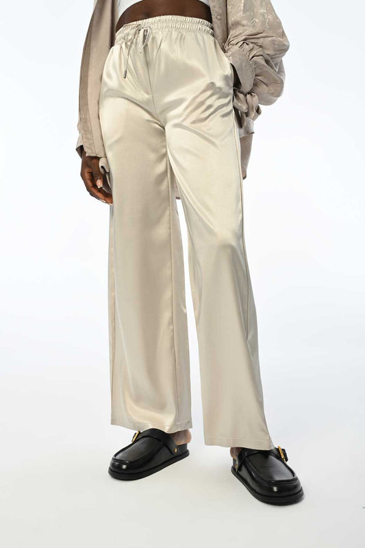 Luxury Beige satin trouser | BF MODA FASHION®