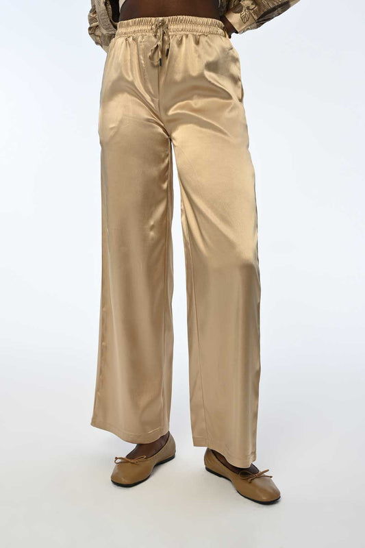 Luxury gold satin trouser | BF MODA FASHION®