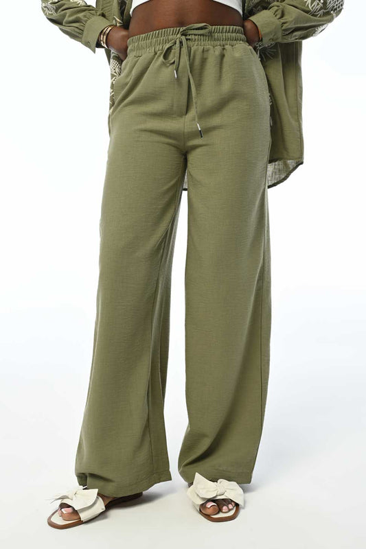 Elegant Green Wide Leg Trousers | BF MODA FASHION®