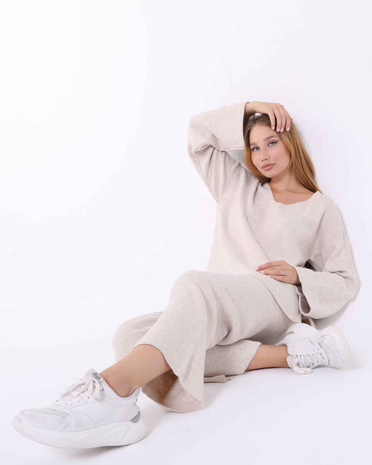 Stickat damset: Mysig tröja och byxa | BF Moda Fashion®