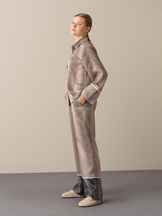Luxury women's patterned  Satin Shirt with Elegant Sleeve  Stylish and Sophisticated | BF Moda Fashion®