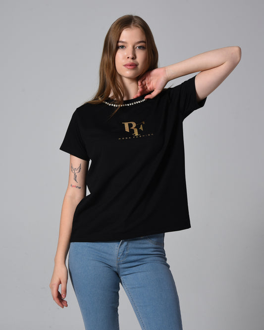 Black Diamanté T-Shirt