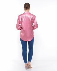 pink Shirt with Feather Sleeves BF Moda fashion EFFORTLESS SILK Shirt pink_casual shirt_spring_satin shirt_feather cuffs_satin shirt_long sleeve shirt_pink shirt_party shirt_summer _fashion _ outfit _ Denmark women clothe _spring fashion_winter