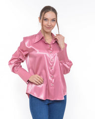 pink Shirt with Feather Sleeves BF Moda fashion EFFORTLESS SILK Shirt pink_casual shirt_spring_satin shirt_feather cuffs_satin shirt_long sleeve shirt_pink shirt_party shirt_summer _fashion _ outfit _ Denmark women clothe _spring fashion_winter
